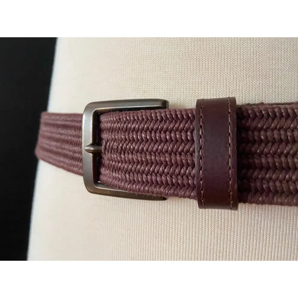 COLUMBIA Brown Stretch Woven Belt w/Leather Trim Mens sz L (38-40)